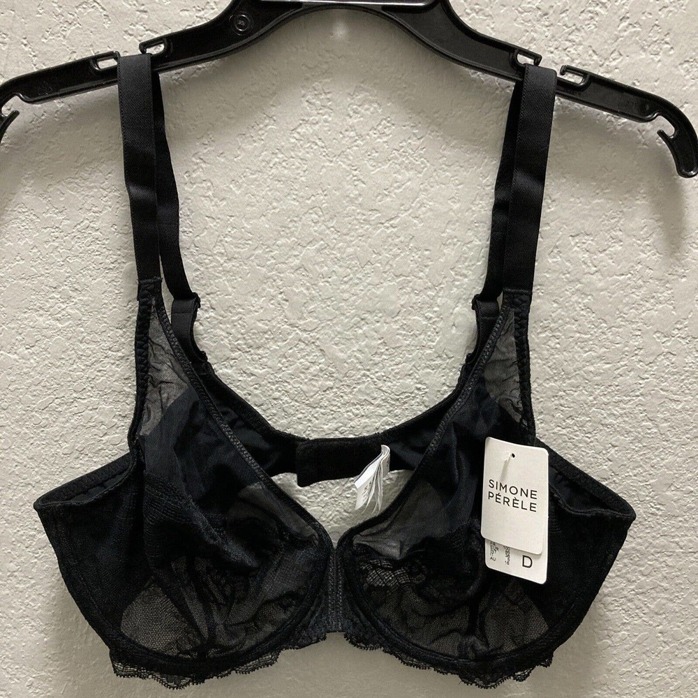 Simone Perele Women's Reve Sheer Plunge Bra 38D Black Underwire